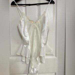 Vintage Nordstrom White Satin Lace Teddy Bodysuit Size 6/M – Made in Hong Kong